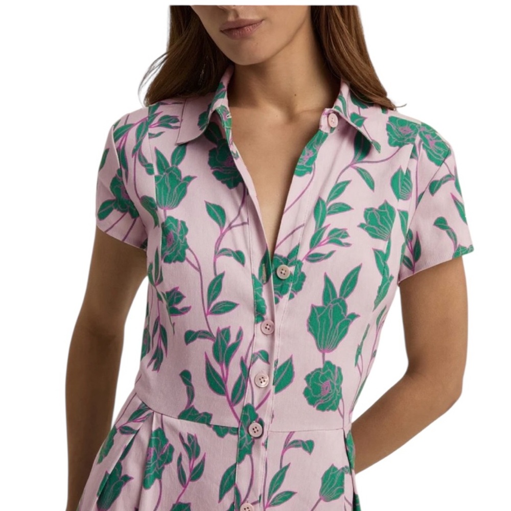 Favorite Daughter- Sunday Best Dress Floral Pink and Green Midi Size Medium - Picture 3 of 7